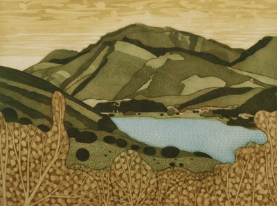 Lot 360 - John Brunsdon (British, 1933-2014), Lake scene...
