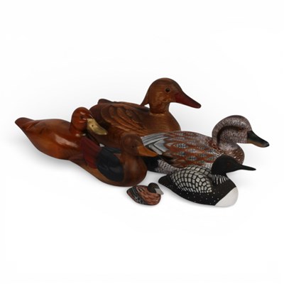 Lot 715 - A collection of six various duck ornaments,...
