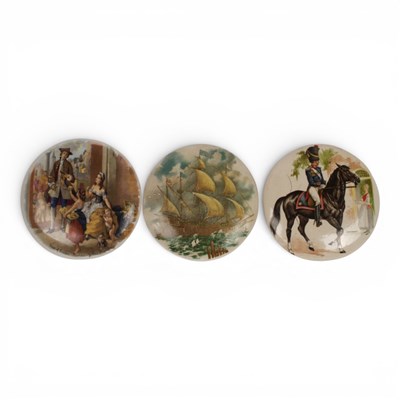 Lot 102 - A collection of nine Prattware pot lids
