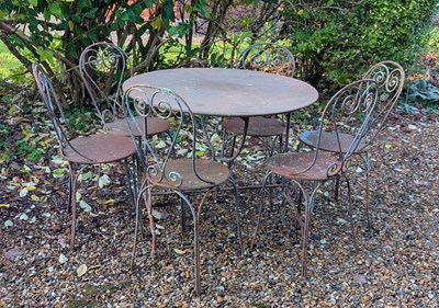 Lot 118 - A metal garden table and six chairs