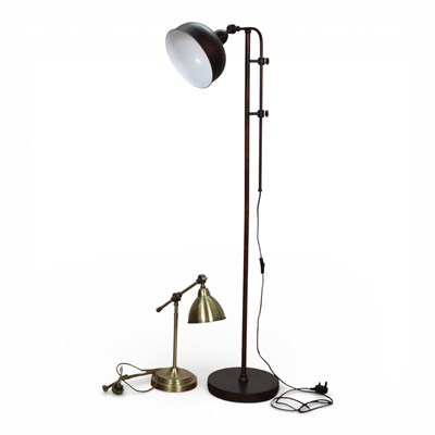 Lot 348 - A metal standard reading lamp, together with...