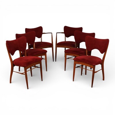 Lot 203 - A set of six mid century Vanson teak dining...