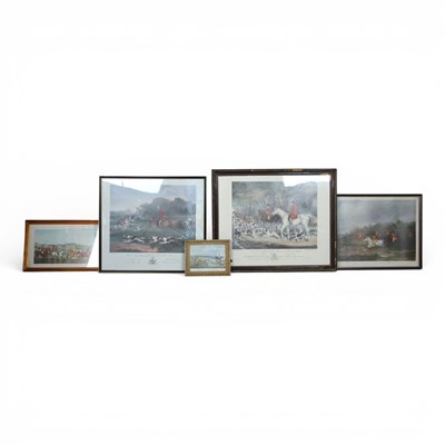 Lot 673 - A collection of five fox hunting prints,...