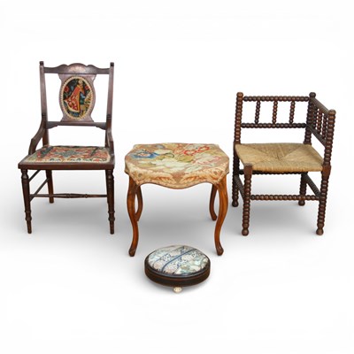 Lot 580 - A collection of four chairs and stools...