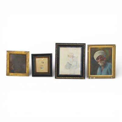 Lot 664 - Four paintings and sketches, including an 18th...