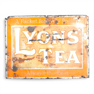 Lot 469 - An old enamel advertising sign Lyons Tea, 76 x...