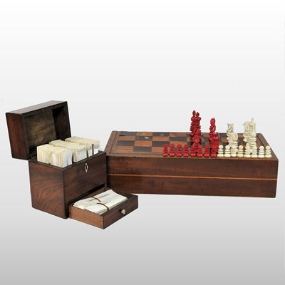 Lot 41 - A 19th century turned ivory chess set