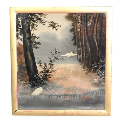 Lot 559 - Japanese school, landscape with storks,...