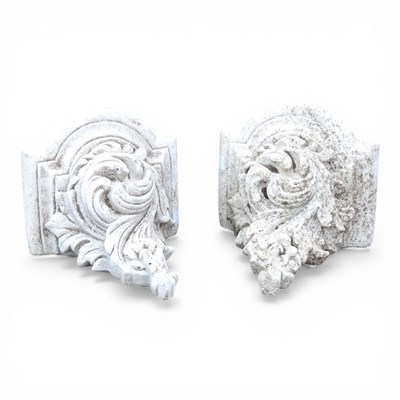 Lot 321 - A pair of cast stone corbels, of Rococo style,...