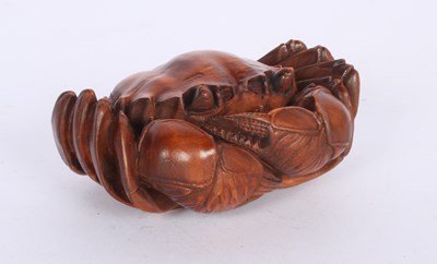 Lot 275 - A Japanese carved wood model of a crab