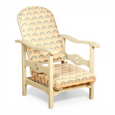 Lot 600 - An Art Deco pale painted reclining armchair