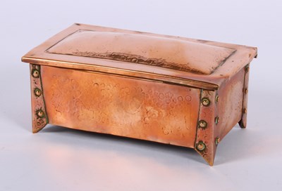 Lot 256 - An Arts and Crafts copper table cigarette box,...