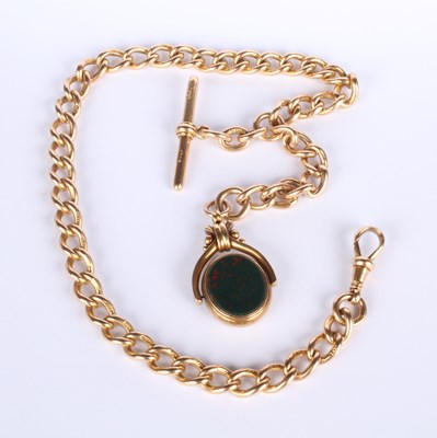 Lot 6 - A 15 carat yellow gold curb link chain with...