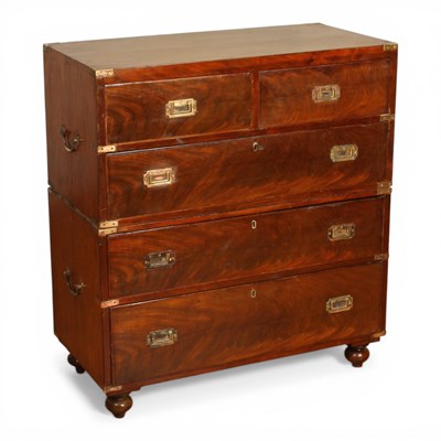 Lot 491 - A 19th century mahogany military campaign...