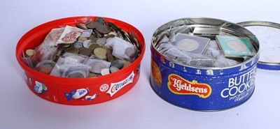 Lot 103 - Two tins of mixed world coins