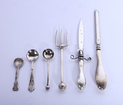 Lot 88 - A collection of silver mustard spoons and...