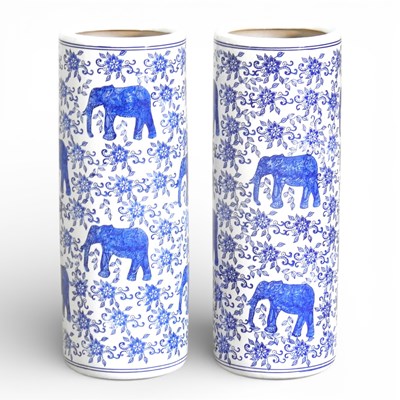 Lot 638 - A pair of porcelain blue and white stick...