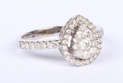 Lot 16 - A 9 carat white gold pear shaped diamond...