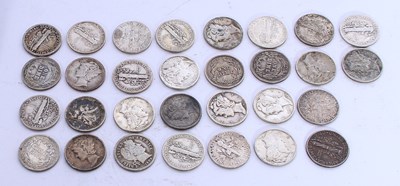 Lot 98 - A collection of thirty USA silver one dime coins