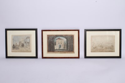 Lot 470 - Three 19th century French pen and ink studies,...