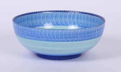 Lot 259 - An Art Deco Shelley blue decorated bowl, dia.24cm