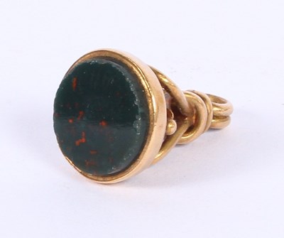 Lot 1 - A 15 carat gold bloodstone seal, vacant seal,...