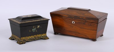 Lot 201 - A Regency rosewood box of sarcophagus form,...