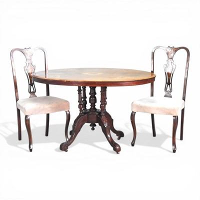 Lot 606 - A Victorian walnut centre table, 117cm wide,...