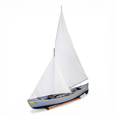 Lot 136 - A large grey painted wooden model sailing boat,...
