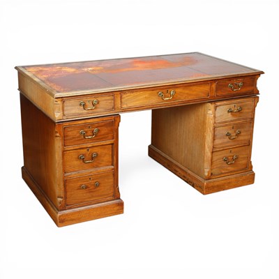 Lot 547 - An antique mahogany pedestal desk, having a...