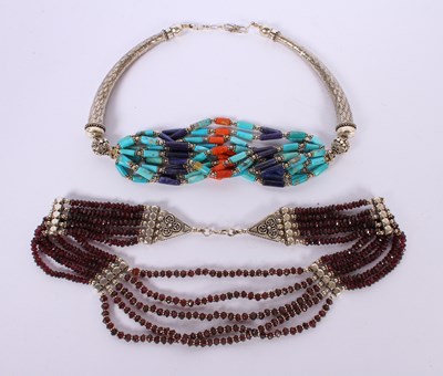 Lot 43 - Two necklaces comprising a Tibetan silver...