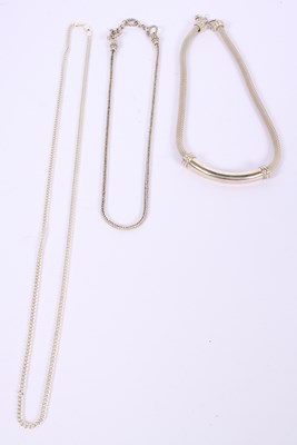 Lot 61 - A collection of three silver chain necklaces...