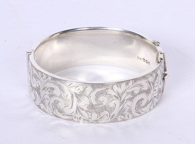 Lot 52 - A George Jensen silver hinged bangle with...