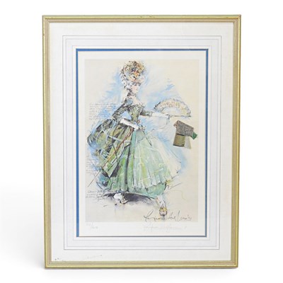Lot 467 - Raymond Hughes, theatre costume print, mounted...