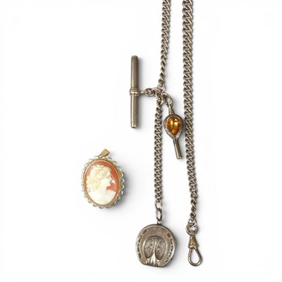 Lot 44 - An antique 9 carat gold watch chain, with...