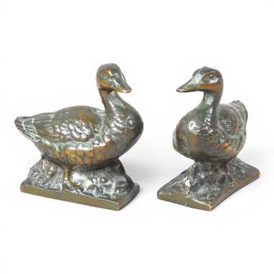 Lot 272 - A pair of modern bronze statues of ducks, each...