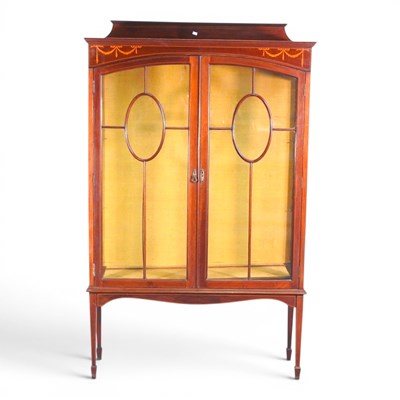Lot 761 - An Edwardian mahogany and inlaid astragal...