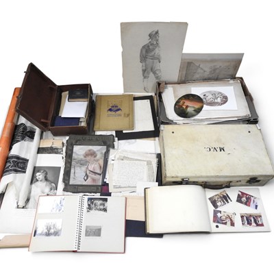 Lot 662 - A large collection of drawings, scrap albums...