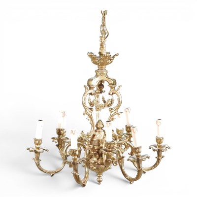 Lot 305 - A large and ornate continental heavy brass...