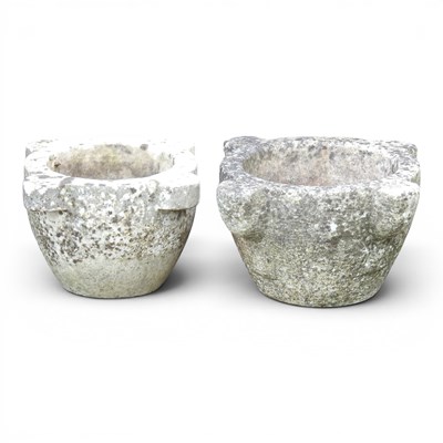 Lot 99 - A marble mortar, together with another similar,...