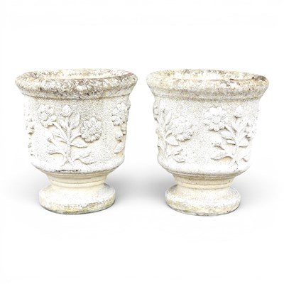 Lot 173 - A pair of cast stone garden pots, each...