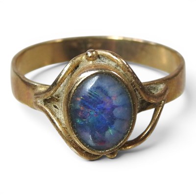 Lot 127 - A 9 carat gold opal dress ring, of oval shape,...