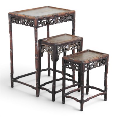 Lot 477 - A graduated nest of three Chinese rosewood...
