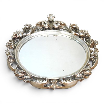 Lot 596 - A large silver painted framed wall mirror, 110...