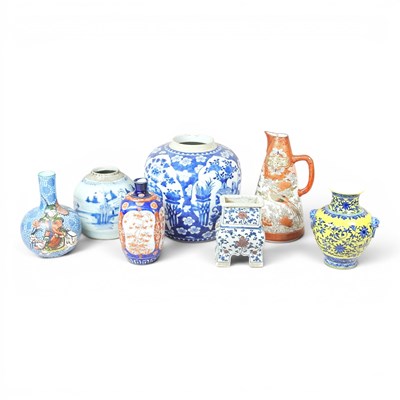 Lot 172 - A Japanese porcelain vase, of bottle shape,...