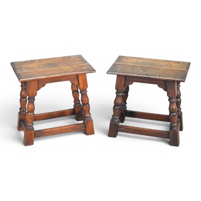 Lot 676 - An 18th century oak joint stool, 46cm wide,...