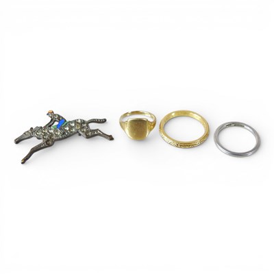 Lot 306 - A platinum wedding band, of plain design, 2.8g,...