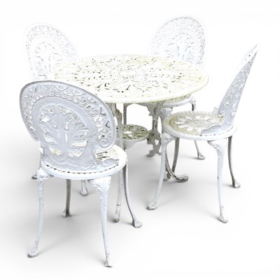 Lot 457 - A white painted aluminium garden table, 82cm...