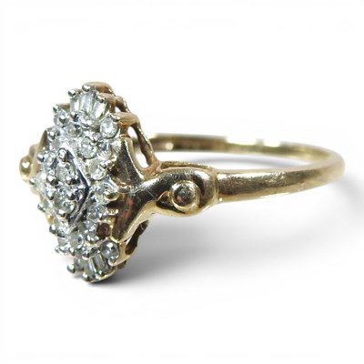 Lot 55 - A 9 carat gold and diamond cluster ring, of...