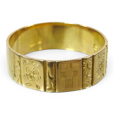 Lot 161 - A 19th century 18 carat gold wedding band, of...